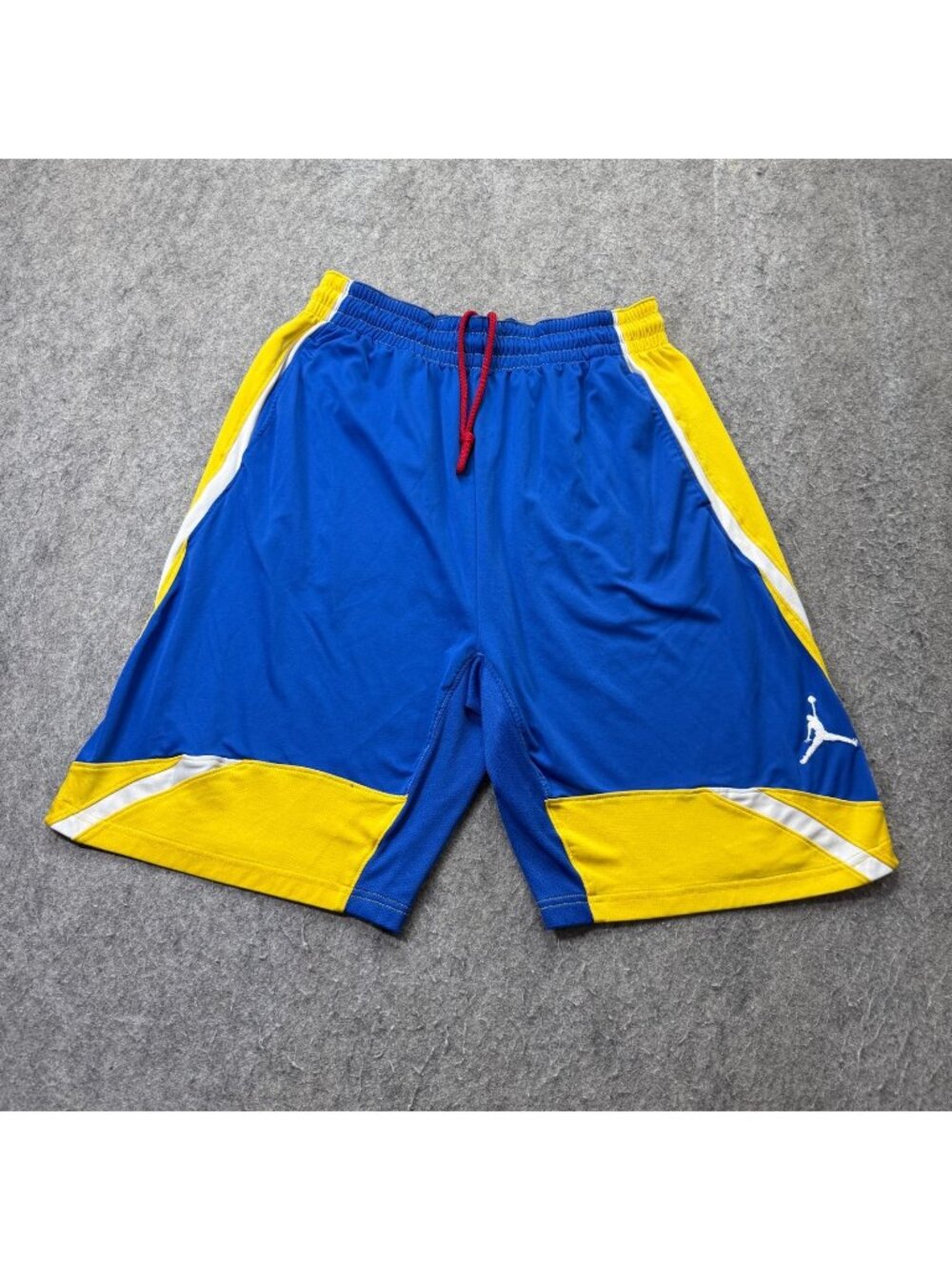 Jordan Basketball Shorts Men S Blue Yellow Colorblock Knit Performance 9"